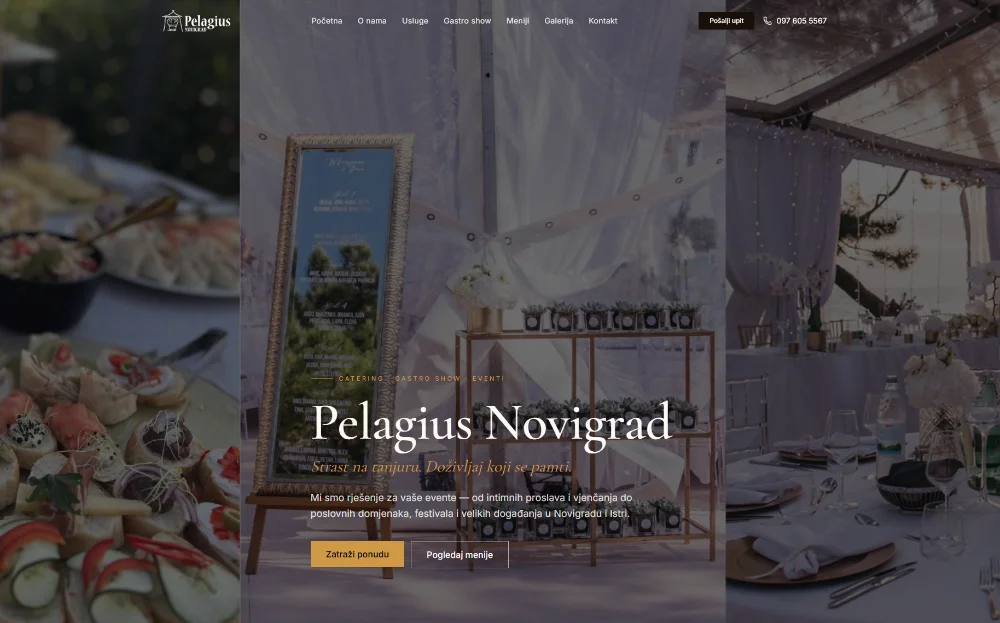 Pelagius Catering — Web stranica